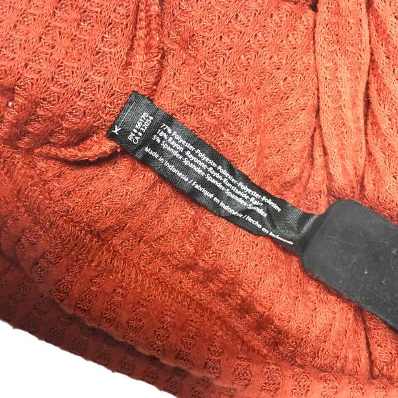 UO Out From Under Carlee Thermal Sweater Top Cowl Neck Orange Long Sleeve XS - Picture 8 of 12